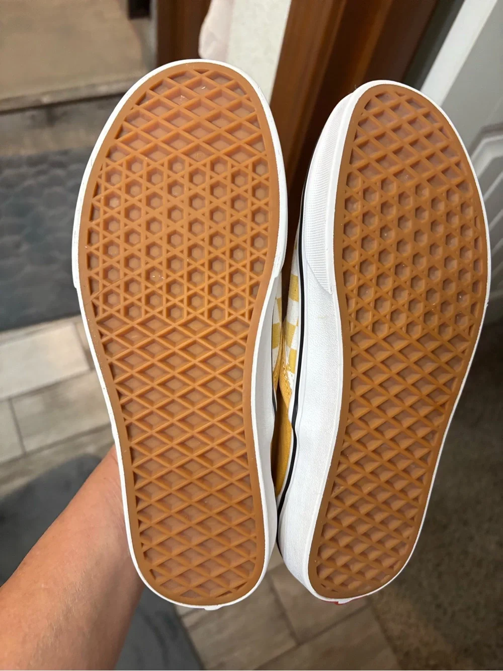 Vans Women’s Checkerboard Slip-On Sneakers - Yellow & White